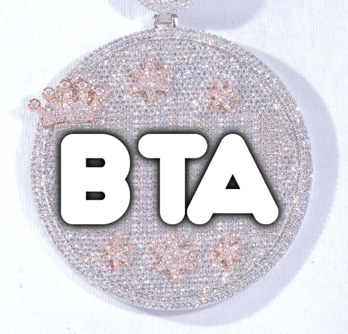 CUSTOM LETTER NECKLACE 3D BIG CROWN DISC