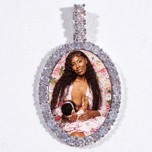 Large 3D Oval Custom Picture Pendant