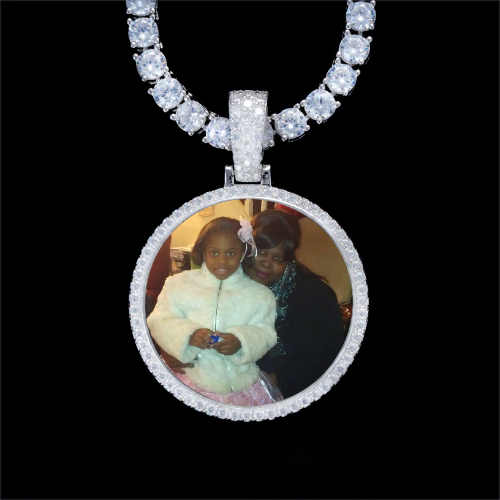 925S & VVS Moissanite 3D Circle Custom Picture Pendant