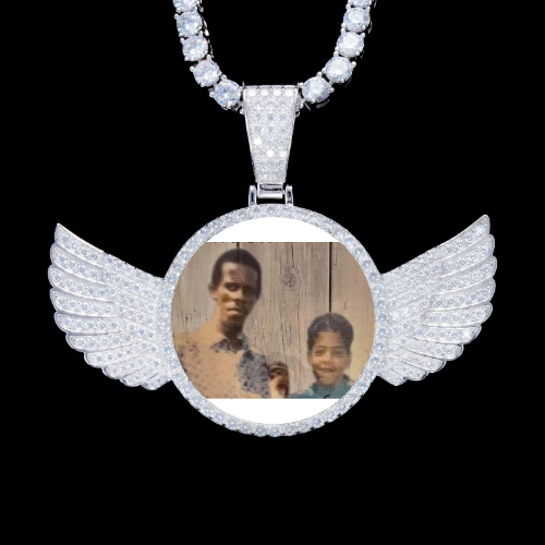 925S & VVS Moissanite 3D Wing Custom Picture Pendant