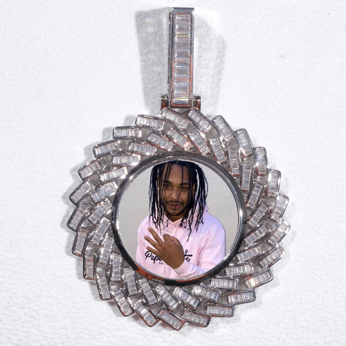 Large 3D Baguette Custom Picture Pendant