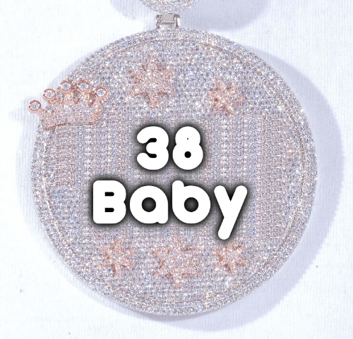 CUSTOM LETTER NECKLACE 3D BIG CROWN DISC