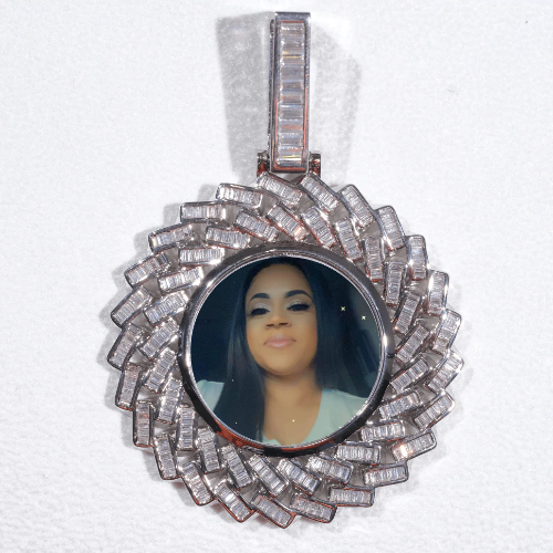 Large 3D Baguette Custom Picture Pendant