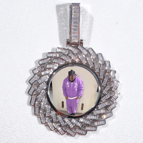 Large 3D Baguette Custom Picture Pendant