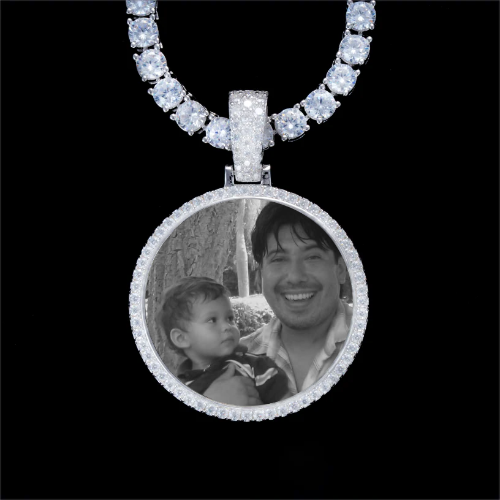 925S & VVS Moissanite 3D Circle Custom Picture Pendant