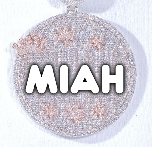 CUSTOM LETTER NECKLACE 3D BIG CROWN DISC