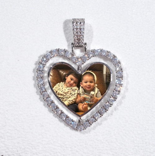 3D Spinning 2-Faced Heart Custom Picture Pendant