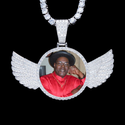 925S & VVS Moissanite 3D Wing Custom Picture Pendant