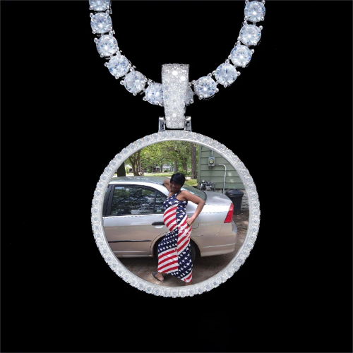925S & VVS Moissanite 3D Circle Custom Picture Pendant