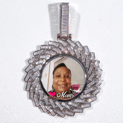 Large 3D Baguette Custom Picture Pendant