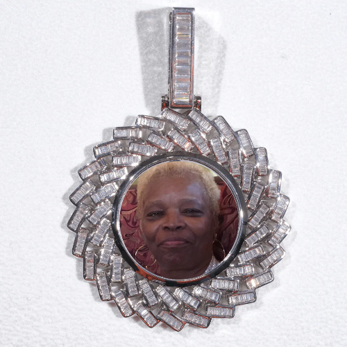 Large 3D Baguette Custom Picture Pendant