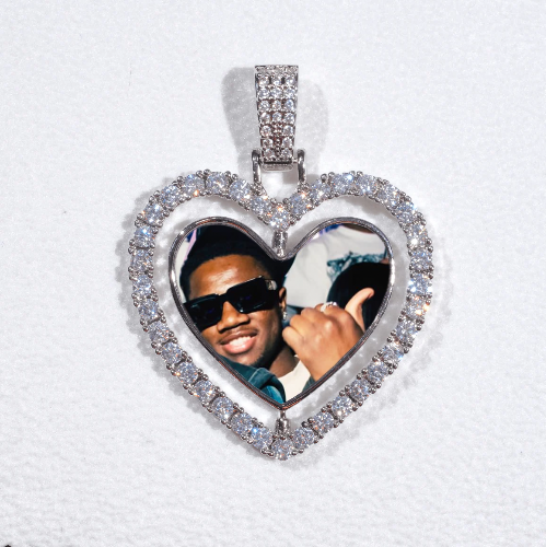 3D Spinning 2-Faced Heart Custom Picture Pendant