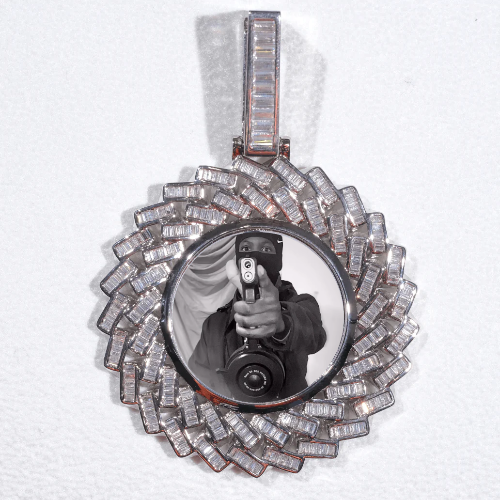 Large 3D Baguette Custom Picture Pendant
