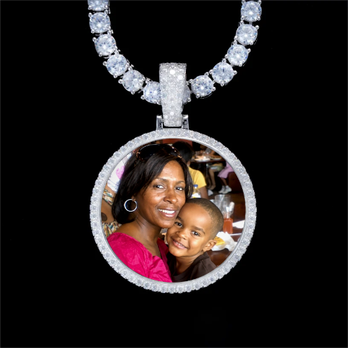 925S & VVS Moissanite 3D Circle Custom Picture Pendant