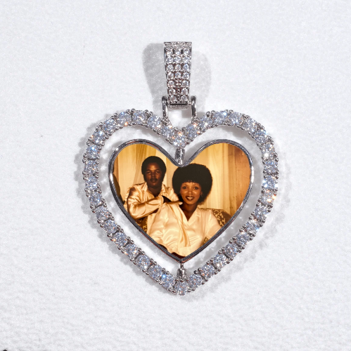 3D Spinning 2-Faced Heart Custom Picture Pendant