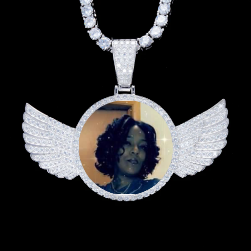 925S & VVS Moissanite 3D Wing Custom Picture Pendant
