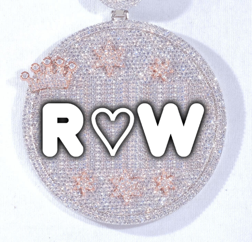 CUSTOM LETTER NECKLACE 3D BIG CROWN DISC