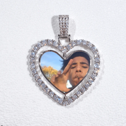 3D Spinning 2-Faced Heart Custom Picture Pendant