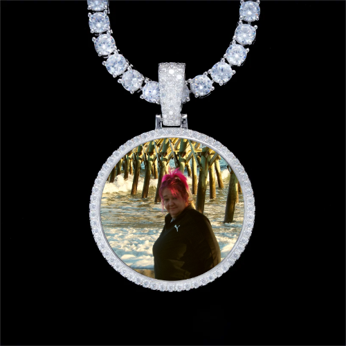925S & VVS Moissanite 3D Circle Custom Picture Pendant