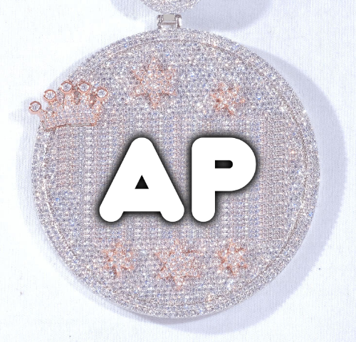 CUSTOM LETTER NECKLACE 3D BIG CROWN DISC
