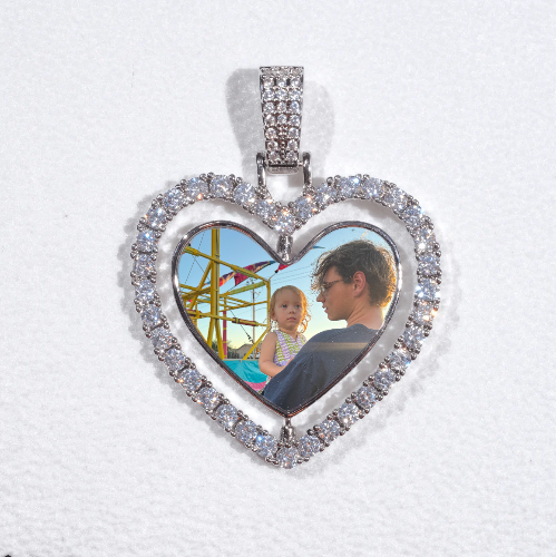 3D Spinning 2-Faced Heart Custom Picture Pendant