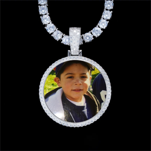 925S & VVS Moissanite 3D Circle Custom Picture Pendant
