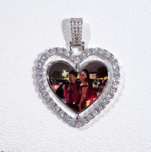 3D Spinning 2-Faced Heart Custom Picture Pendant