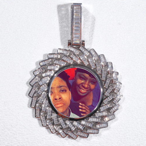 Large 3D Baguette Custom Picture Pendant