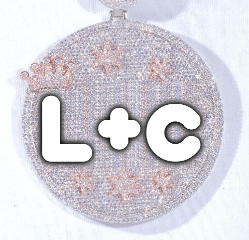CUSTOM LETTER NECKLACE 3D BIG CROWN DISC