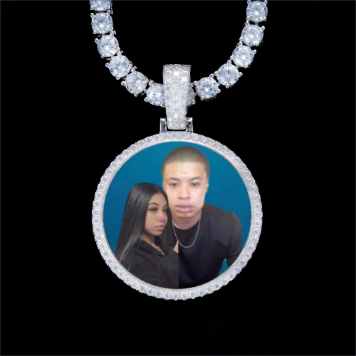 925S & VVS Moissanite 3D Circle Custom Picture Pendant