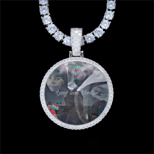 925S & VVS Moissanite 3D Circle Custom Picture Pendant