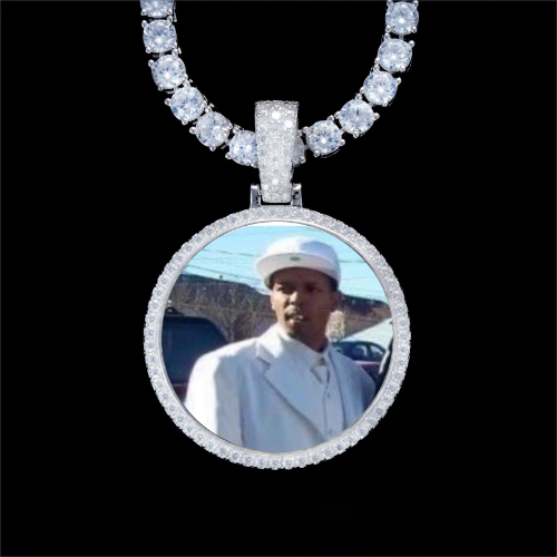 925S & VVS Moissanite 3D Circle Custom Picture Pendant