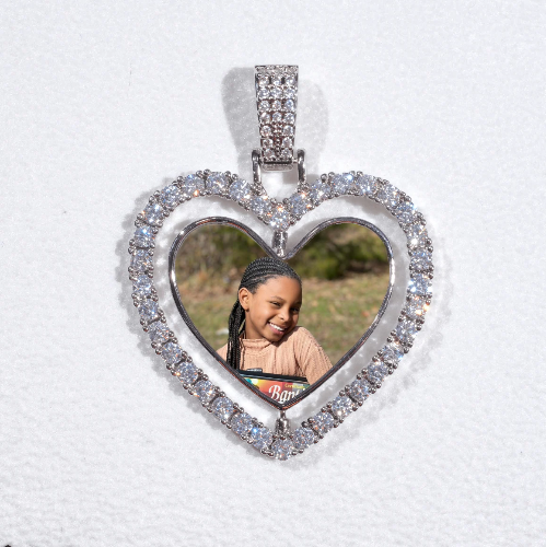 3D Spinning 2-Faced Heart Custom Picture Pendant