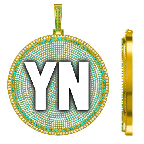 CUSTOM LETTER NECKLACE 3D BIG DISC