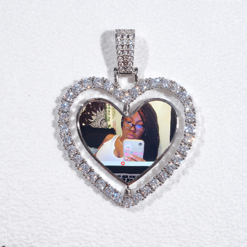 3D Spinning 2-Faced Heart Custom Picture Pendant