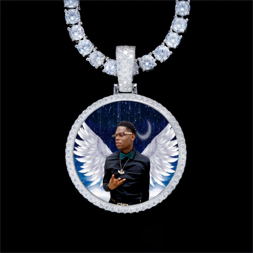 925S & VVS Moissanite 3D Circle Custom Picture Pendant