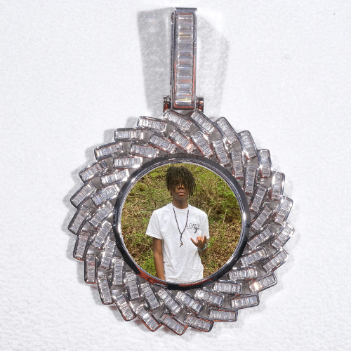 Large 3D Baguette Custom Picture Pendant