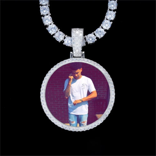 925S & VVS Moissanite 3D Circle Custom Picture Pendant