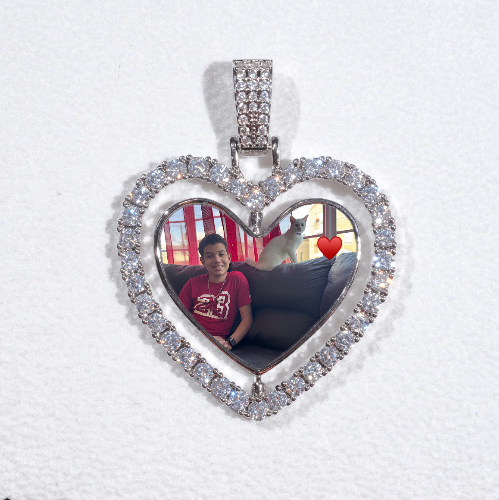 3D Spinning 2-Faced Heart Custom Picture Pendant