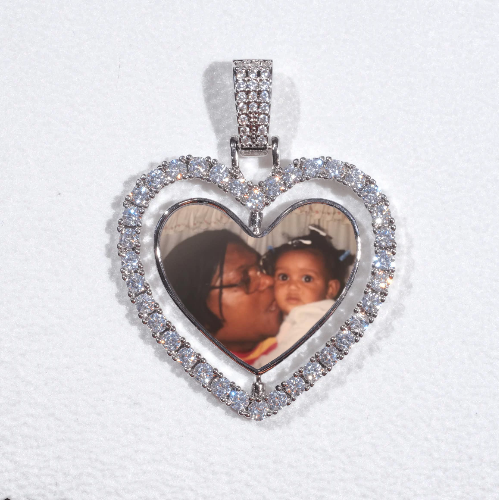 3D Spinning 2-Faced Heart Custom Picture Pendant