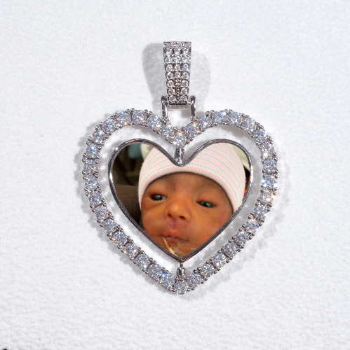3D Spinning 2-Faced Heart Custom Picture Pendant
