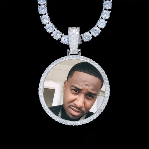 925S & VVS Moissanite 3D Circle Custom Picture Pendant