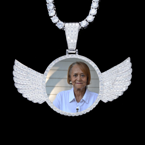 925S & VVS Moissanite 3D Wing Custom Picture Pendant