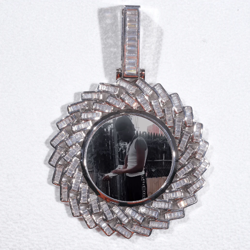 Large 3D Baguette Custom Picture Pendant