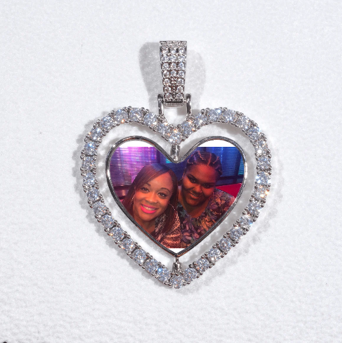 3D Spinning 2-Faced Heart Custom Picture Pendant