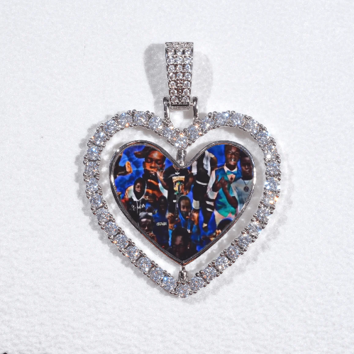 3D Spinning 2-Faced Heart Custom Picture Pendant