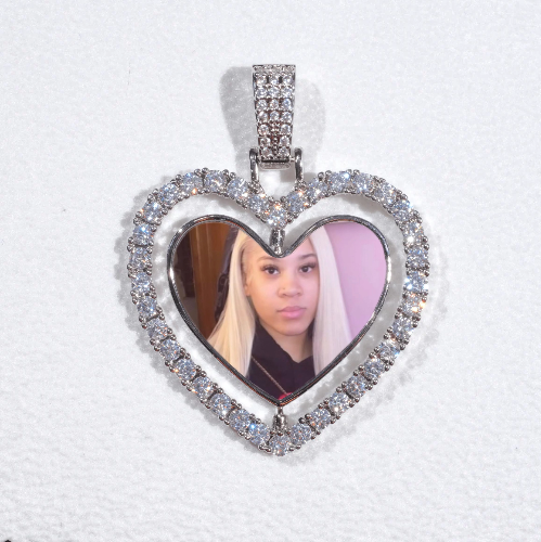 3D Spinning 2-Faced Heart Custom Picture Pendant