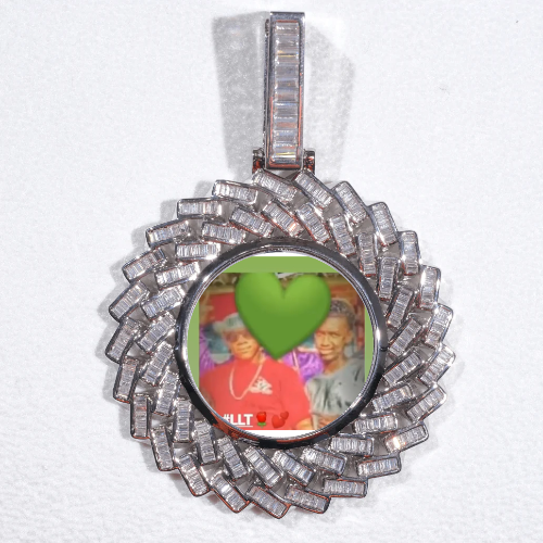 Large 3D Baguette Custom Picture Pendant