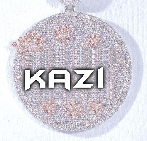 CUSTOM LETTER NECKLACE 3D BIG CROWN DISC