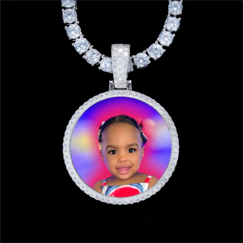 925S & VVS Moissanite 3D Circle Custom Picture Pendant
